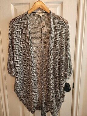 Painted Threads Cardigan Size Large Black And White Stripes Nordstrom NWT